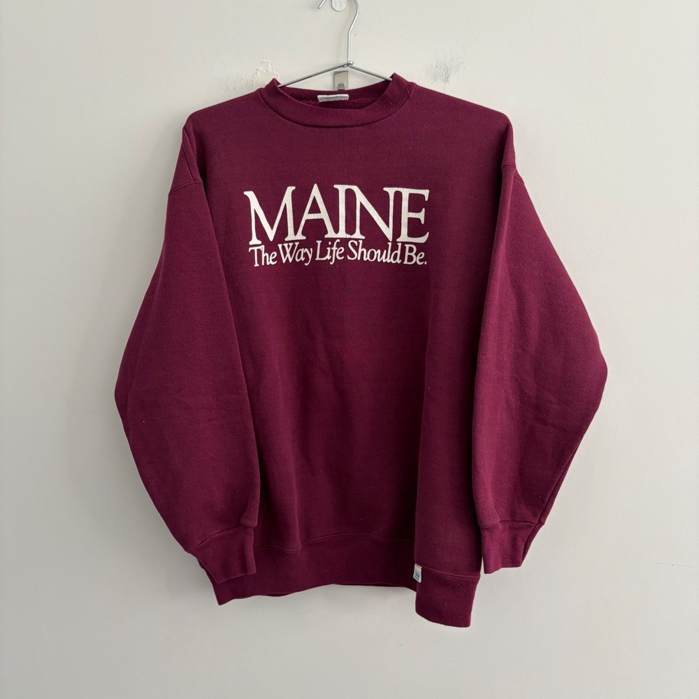 Vintage Discus Athletic Maine The Way Life Should Be Sweatshirt Maroon Large